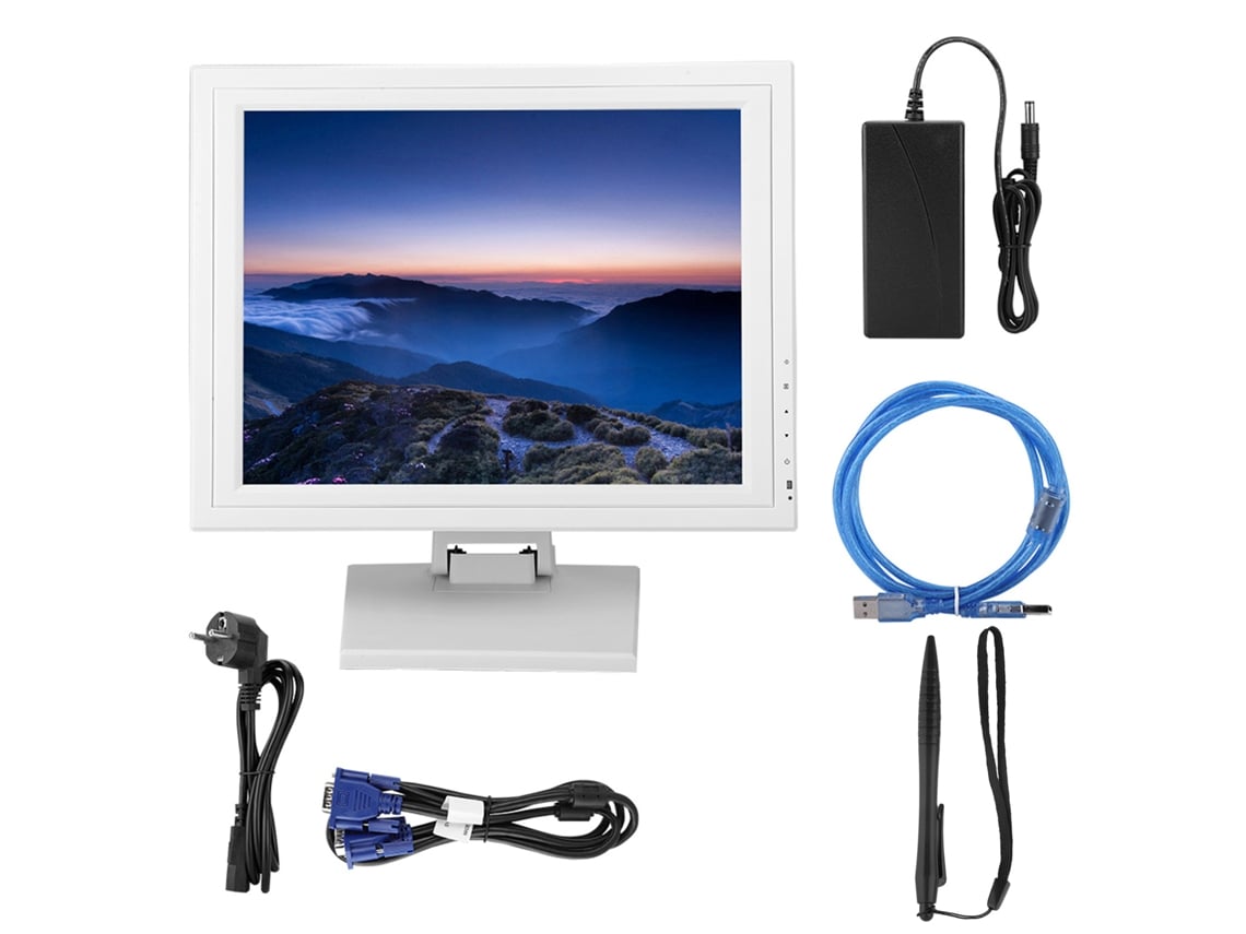 Pantalla táctil resistiva LCD de 15 pulgadas para caja registradora a la carta, blanca, con 16,7 millones de colores, luz dorada