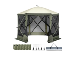 Tienda de campaña plegable Succebuy, con dosel de 6 lados y mosquitera (verde)