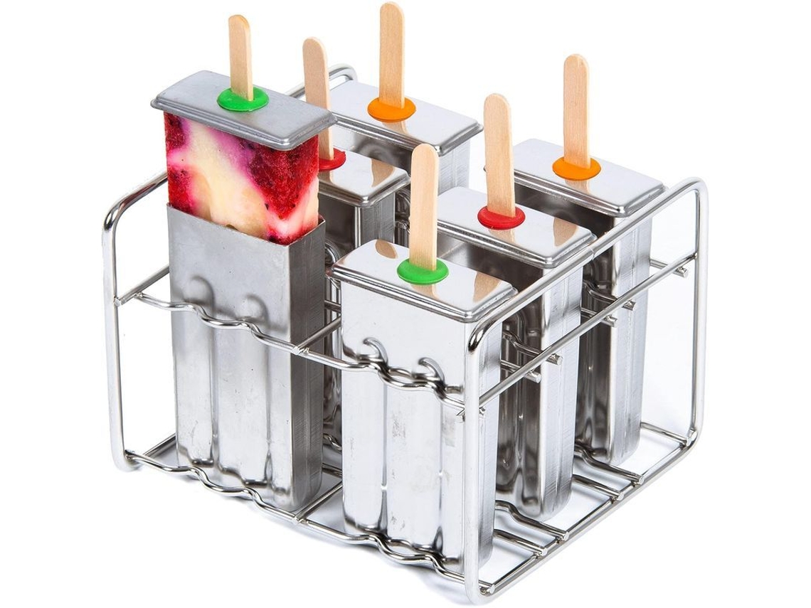 2026da-molde De Paletas De Acero Inoxidable Para Niños, 6 Moldes Reutilizables Con Tapa Hermética Y 50 Palillos