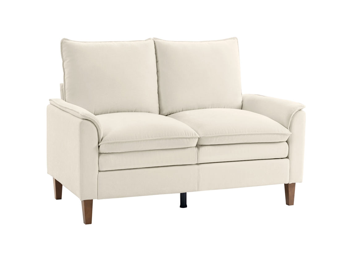Sofá 146cm, Tela Doble, Cojines, Asiento Profundo, 146x84x95cm, Crema