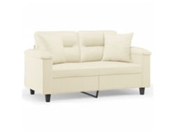 Maison Exclusive - Sofá de 2 plazas + cojines decorativos, 120 cm, piel sintética color crema.