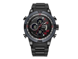 Reloj Electrónico Deportivo Hombre Con Correa De Acero Plástico Impermeable Negro Rojo