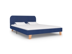 Estructura De Cama Sin Colchón Tela Azul 140x200 Cm