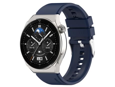 Correa de reloj inteligente para Huawei Watch 3 / Watch3 Pro Hebilla de correa de silicona con cabeza sobresaliente de 22 mm plateada (azul marino)