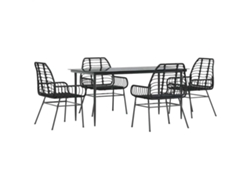 Maison Exclusive - Juego De Comedor Jardín 5 Piezas Ratán Sintético Vidrio Negro