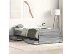 Estructura De Cama Con Cabecero Piecero Gris Sonoma 75x190 Cm