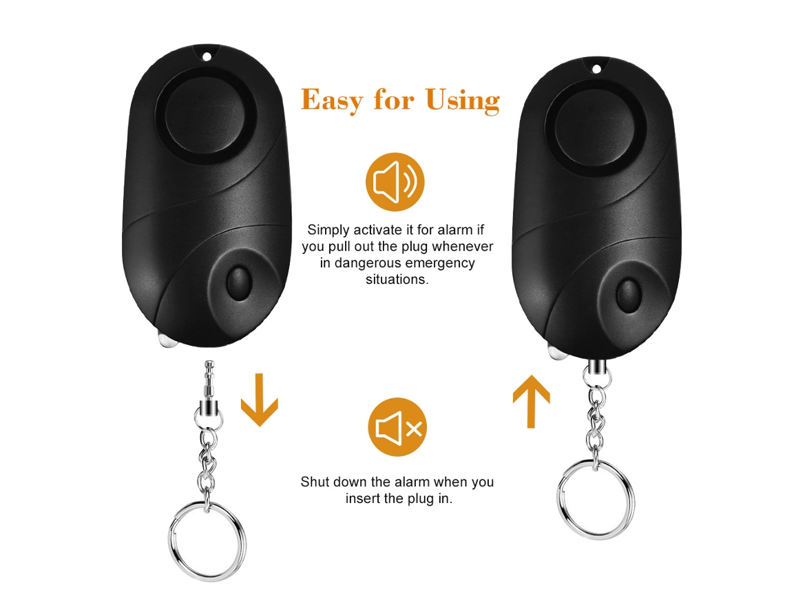 Alarma Personal De 120-130 Db Con Llavero Y Linterna Led Para Defensa Personal En Caso De Emergencia, Ideal Para Mujeres, Niños Y Ancianos.