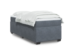 Cama Box Spring Con Colchón Terciopelo Gris Oscuro 90x190 Cm
