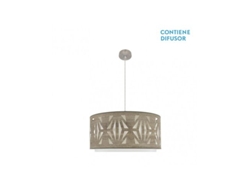 Lámpara colgante Katerina 3x27 cm níquel/madera gris, 60 x 60 cm, Fabrilamp