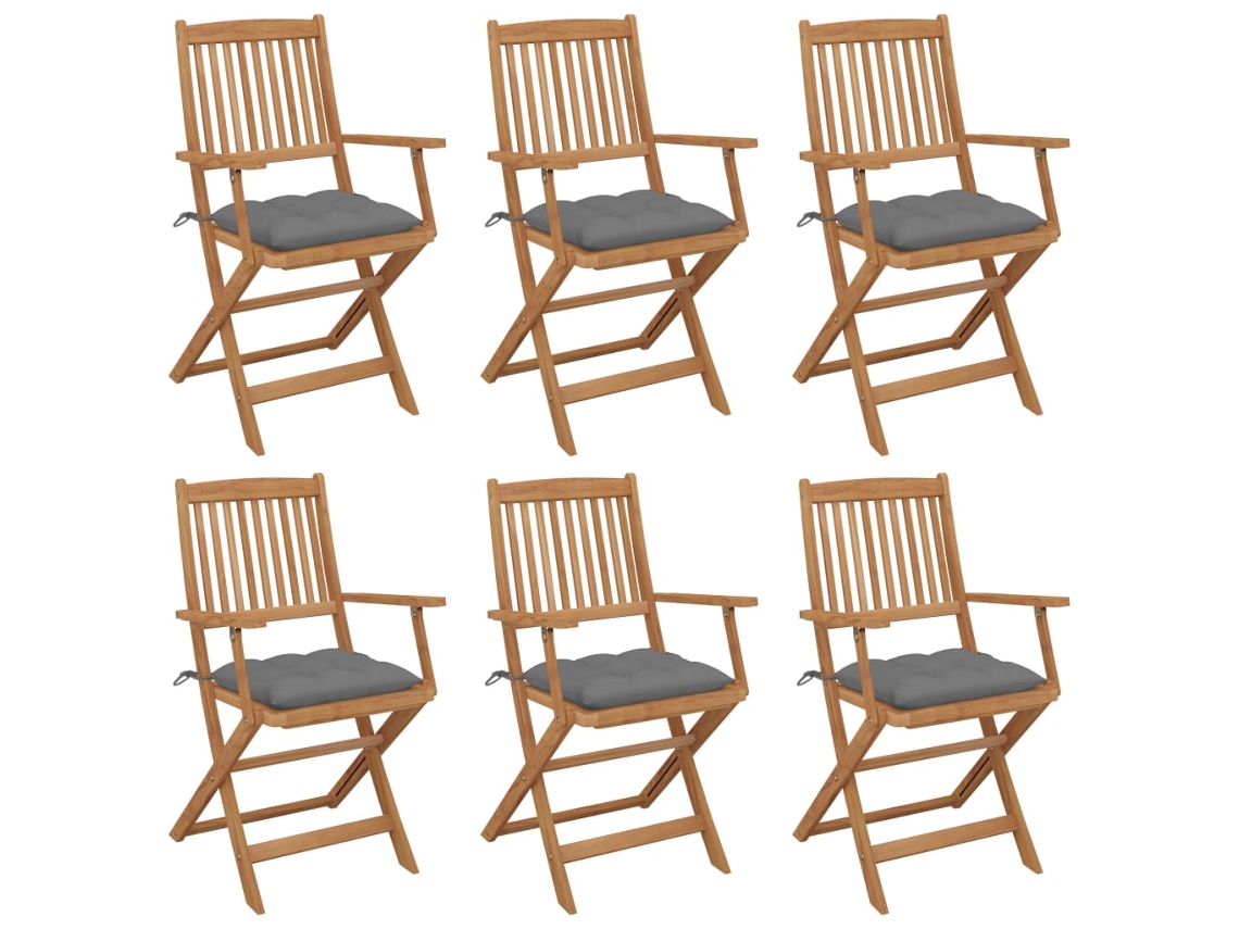 Sillas de jardín plegables de 6 piezas con cojines DKD Home Decor
