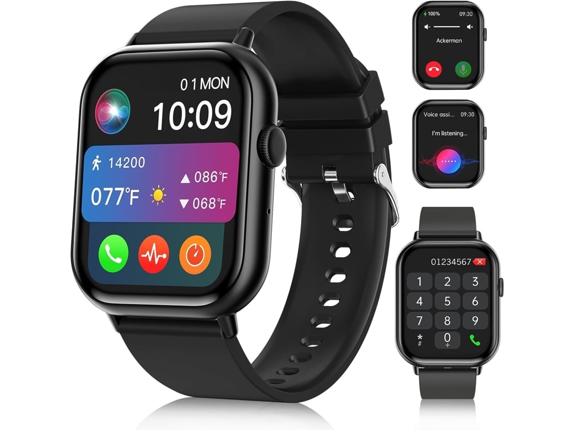 Reloj inteligente con pantalla táctil completa de 2.01 pulgadas para teléfonos Android e iOS con monitor de frecuencia cardíaca y oxígeno en sangre. Más de canales.