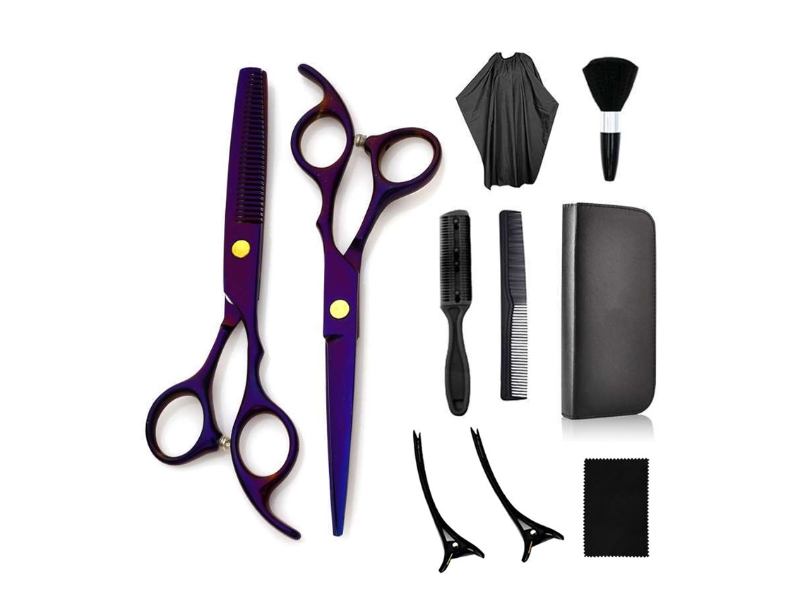 Juego de tijeras de corte de pelo de 10 piezas, kit profesional de tijeras de corte de pelo para peluquero, salón, hogar JEDBESETZT
