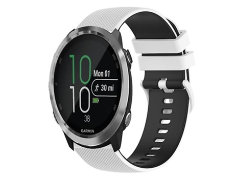 Correa para Garmin Forerunner 645 Music 20mm Correa de reloj de silicona bicolor a cuadros Blanco-Negro VENISYMLIS