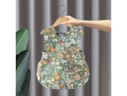 Babadores Infantis Sem Mangas De Verão Floridos Comendo Roupas Reversíveis, Estilo: Flor Verde Tamanho: 100