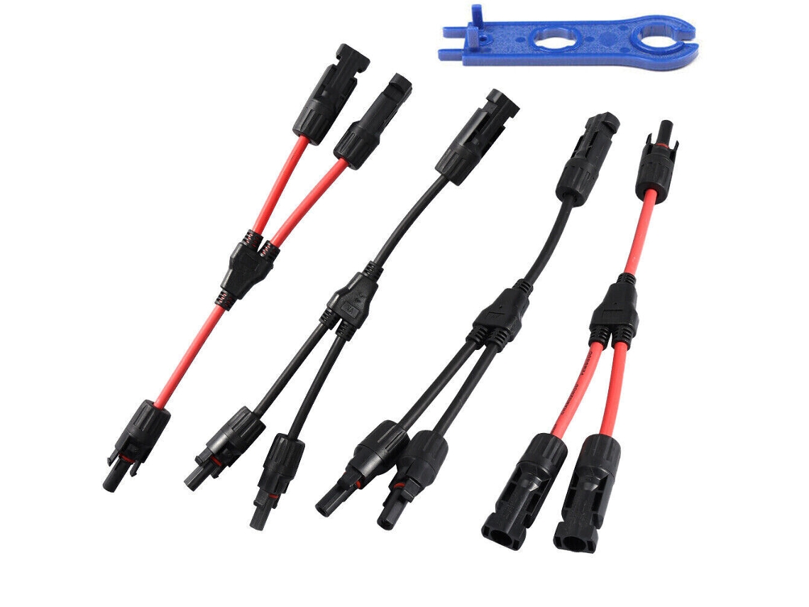 Cable paralelo Y-Bypass, conector solar para paneles solares con doble anillo de sellado, IP68 a prueba de agua, compatible con sistemas de alta tensión