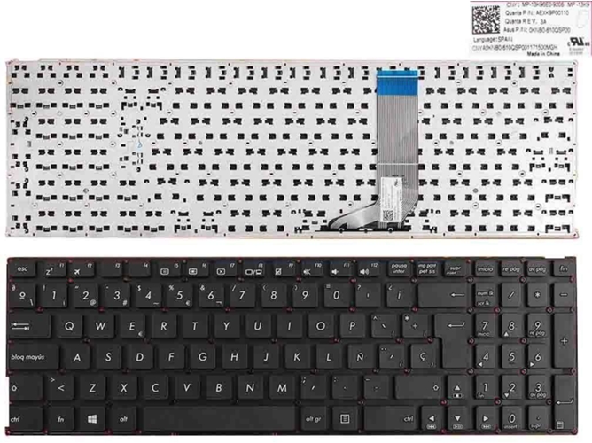 Teclado para Portátil Asus A556U A556Ua A556Ub A556Uf A556Uj A556Ur A556Uv A556 X556 Negro (Sin Marco,Without Foil,Win8)