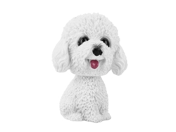 Figura decorativa de perro blanco con cabeza móvil para coche