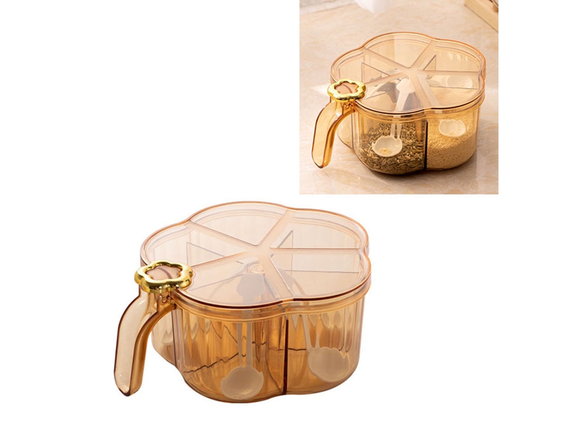 Caja Transparente Para Especias De 5 Compartimentos Con Tapa Y Asa Para Cocina.