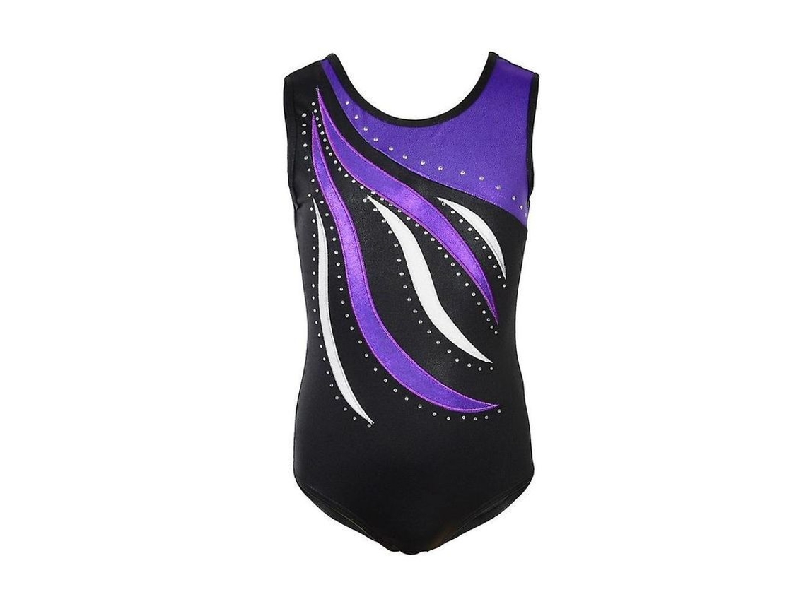Maillot Rebe para gimnasia y danza para niñas, sin mangas, estampado deportivo, 5-6 años, morado