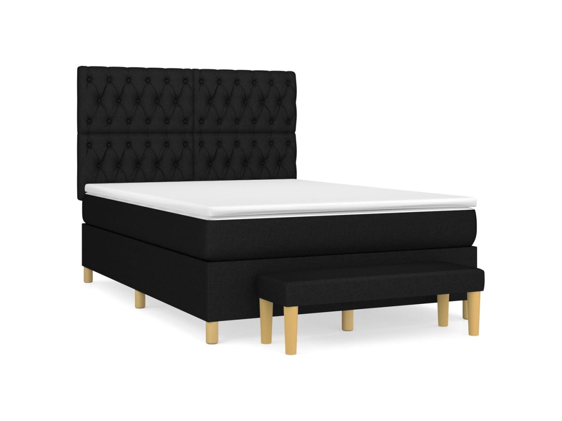 Maison Exclusive - Cama Box Spring Con Colchón Tela Negro 140x200 Cm