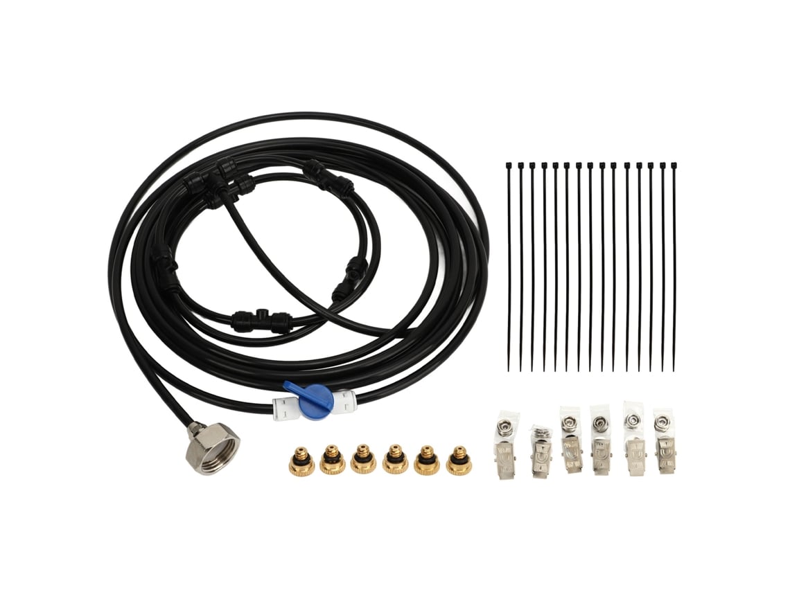 Kit De Ventilador Pulverizador Con Adaptador De 3/4", Manguera De 6 M Y 6 Boquillas De Cobre Para Refrigeración Exterior.