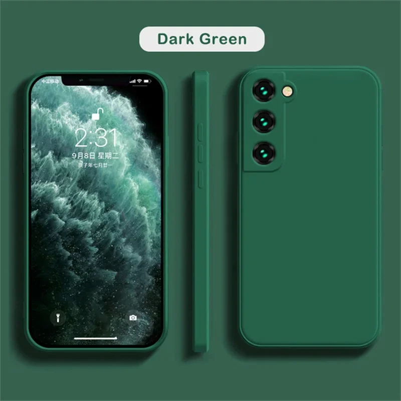 (verde Oscuro, Galaxy S23 Ultra) Funda De Silicona Para Teléfono Samsung, Cubierta Trasera A Prueba De Golpes