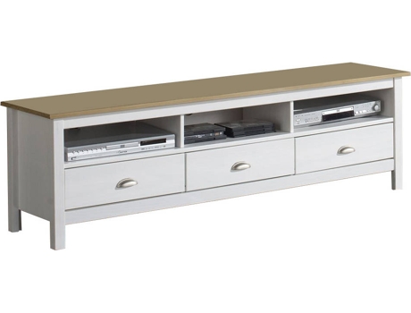 Mueble TV VS VENTA-STOCK Bora Bora (158x39x47 cm - Pino Macizo - Blanco)