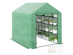 Tapa Exterior, 4 Estantes, Acceso Con Cremallera, Acero, 244x180x210cm, Verde.