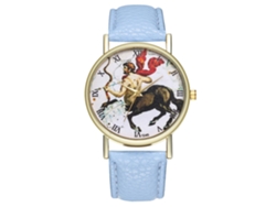Reloj Centaurus Azul Claro Universal De Cuarzo Con Correa De Cuero, Estilo Sencillo, Para Estudiantes.