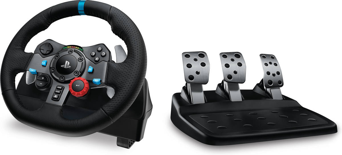 Logitech G29 Driving force volante de carreras y pedales feedback aluminio anodizado palancas cambio cuero ajustables enchufe uk ps4ps3pcmac negro multiplataforma pc playstation 4