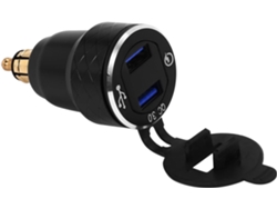 Cargador Usb Dual Alloy Charging 3.0 Para Voltímetro De Encendedor, Adaptador De Enchufe Din Qc3.0