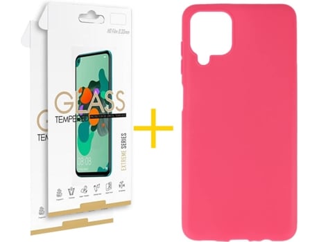 Kit Funda + 2 Protectores de Pantalla Samsung Galaxy A12 4G SKYHE Liso (Rosa)