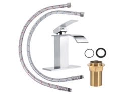 Grifo De Latón Tipo Cascada Para Lavabo De Baño Con Control De Agua Fría Y Caliente, Estándar De 3/8".