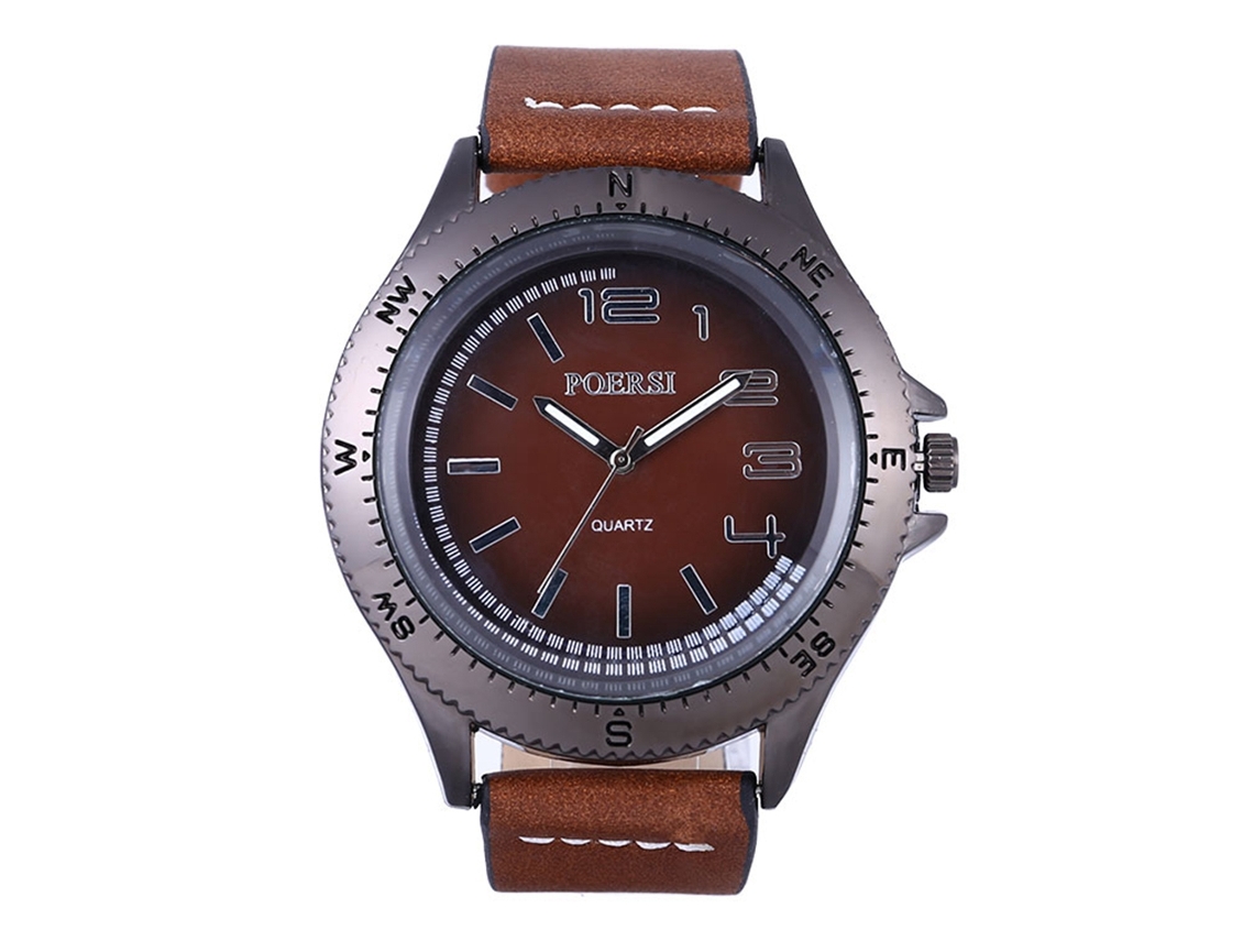 Reloj De Cuarzo Para Hombre Con Correa De Pu Casual Fashion Zhoulianfa P13 Café