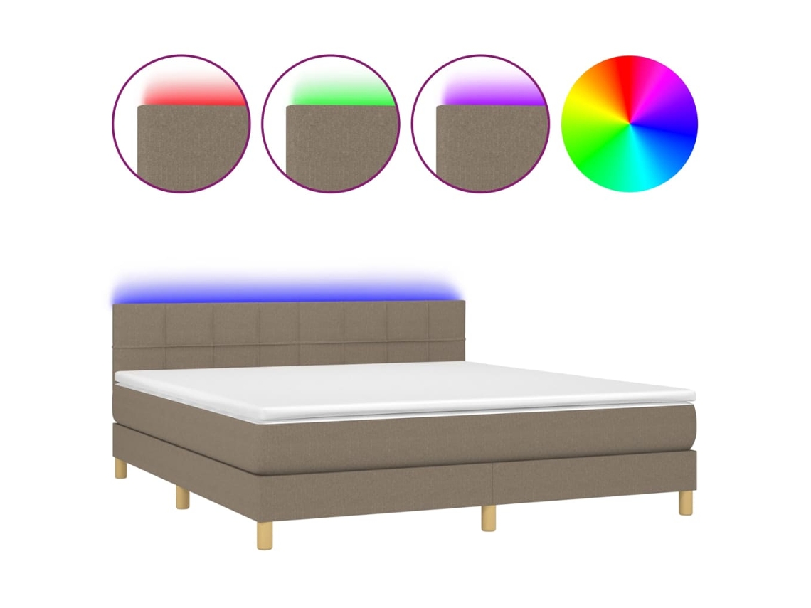 Maison Exclusive - Cama Box Spring Con Colchón Led Tela Gris Taupe 180x200 Cm