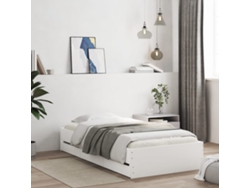Cama Con Cajones Madera De Ingeniería Blanca 90x200 Cm