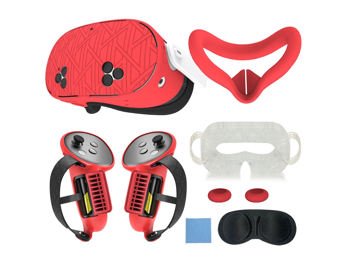 Set De 7 Fundas Protectoras De Silicona Para Meta Quest 3s, Antideslizantes Y Anticaídas Digitallab (rojo)