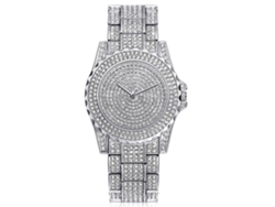 Reloj De Pulsera De Cuarzo Para Mujer Vansvar Con Cristales De Circonita En Aleación De Plata.