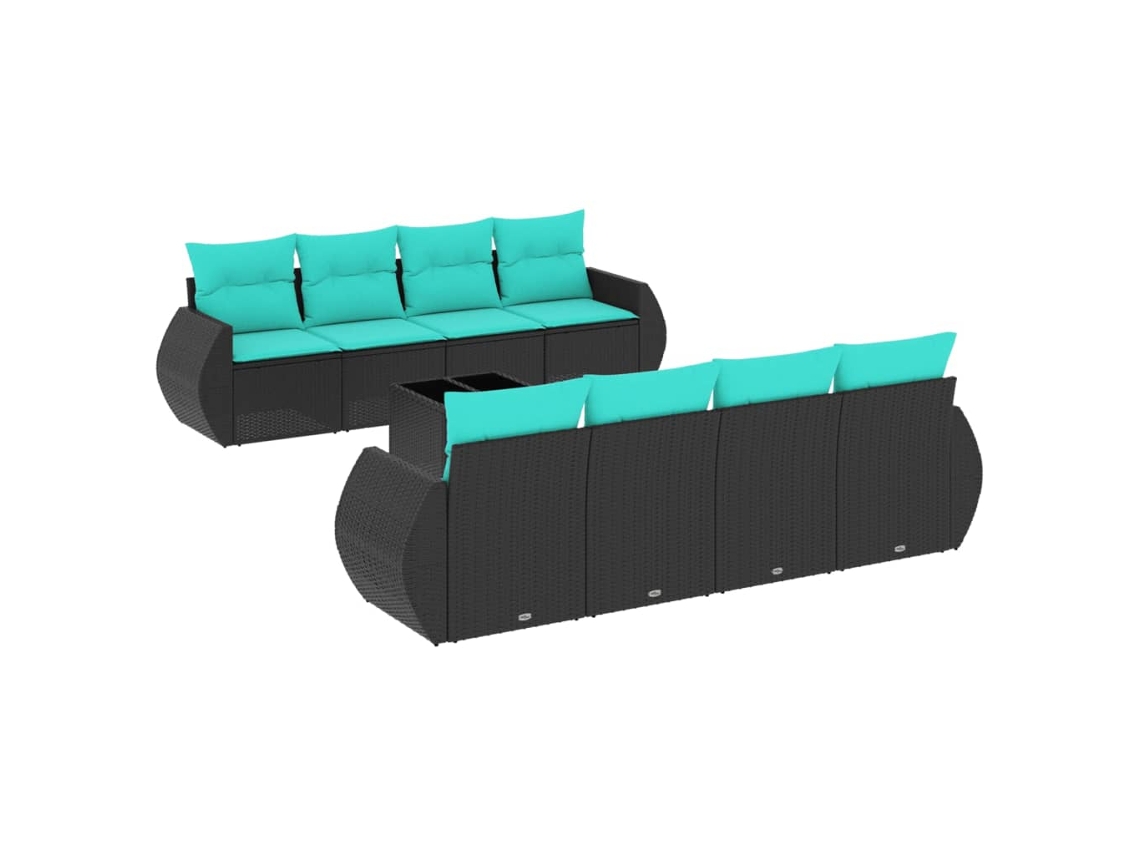 Maison Exclusive - Conjunto De Sofá De Jardín De 9 Piezas Con Cojines, De Poliratán Negro