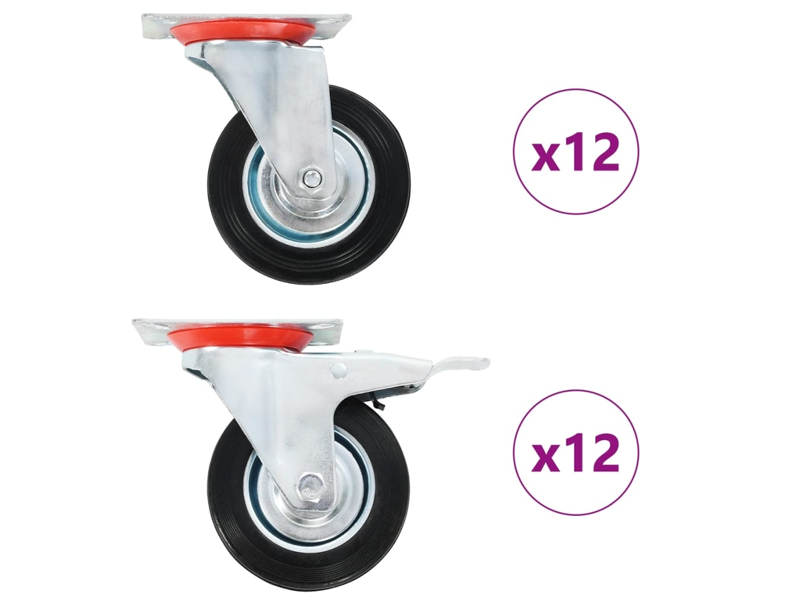 vidaXL Ruedas giratorias 24 unidades 100 mm