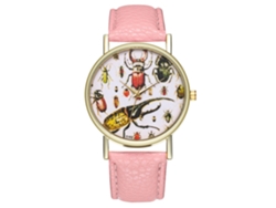 Reloj De Pulsera Unisex Con Correa De Piel Sintética Y Movimiento De Cuarzo Rosa.
