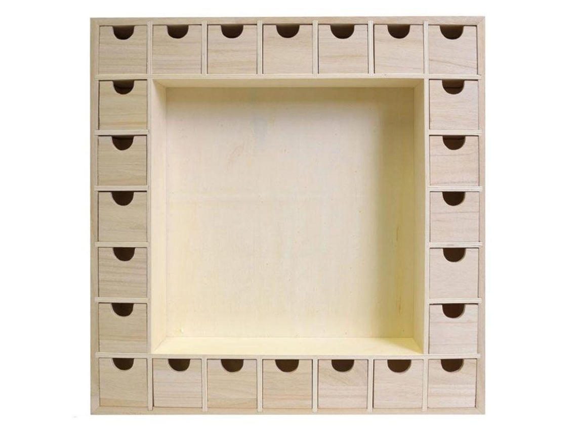 Calendario de Adviento cuadrado de madera 39 x 39 cm