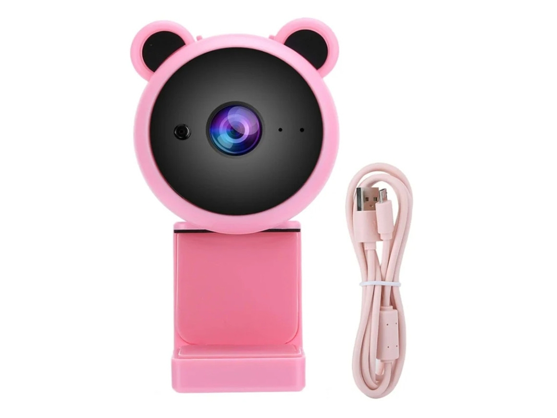 Cámara web Bestvite M62 2 (1080p, HD, USB, micrófono integrado), rosa