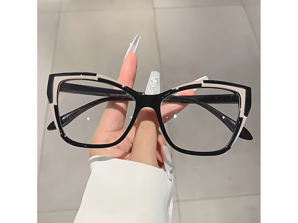 Montura Unisex Con Forma De Ojo Gato Y Lentes Transparentes Para Gafas Ordenador. Resistente Al Agua Almacenamiento Inteligente Baño
