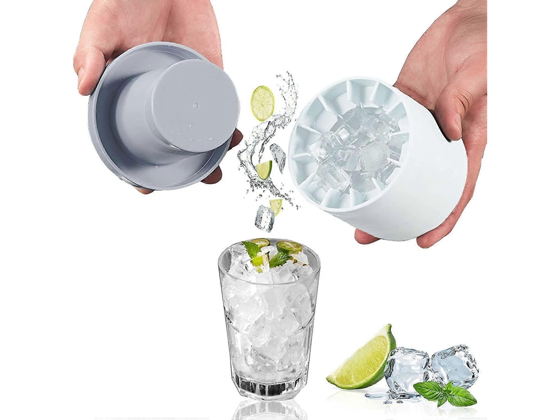 Moldes De Hielo De Silicona Con Tapa, Cubos Cilíndricos Fáciles De Desmoldar, Espacio Ahorrador Para Neveras, Regalo Práctico Blanco