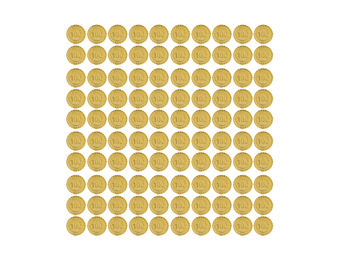 Vlrla-100 Monedas De Tesoro Simuladas En Plástico Juego Decoración Fiesta 100 Denominaciones