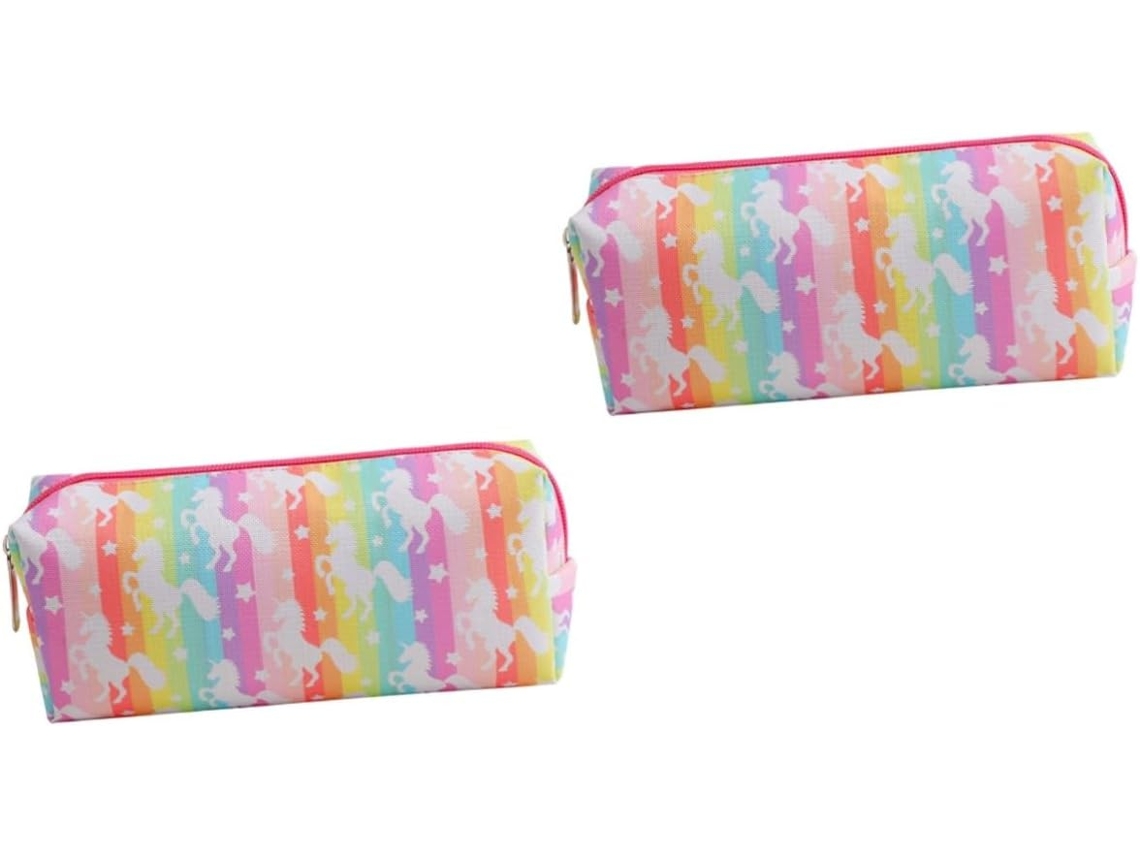 2 estuches de lápices de unicornio para estudiantes, bolsa para material escolar, duradera y lavable.