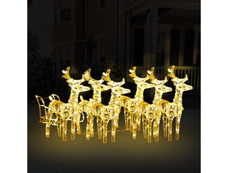 MAISON EXCLUSIVE - Decoración navideña de renos y trineo acrílico 320 LED