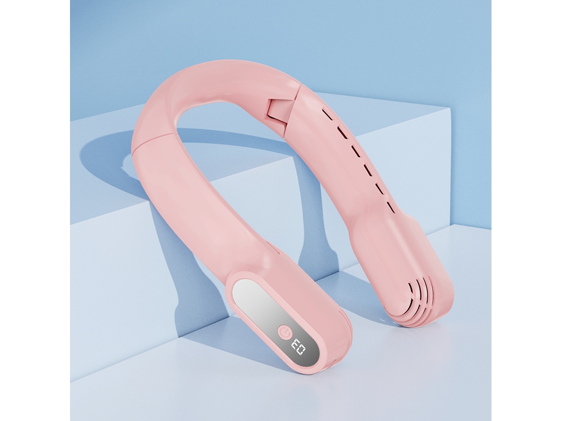 Ventilador De Cuello (rosa) - 4000 Mah - Recargable Por Usb, Velocidad Del Viento Ajustable En 3 Velocidades / Sin Aspas - Plegable