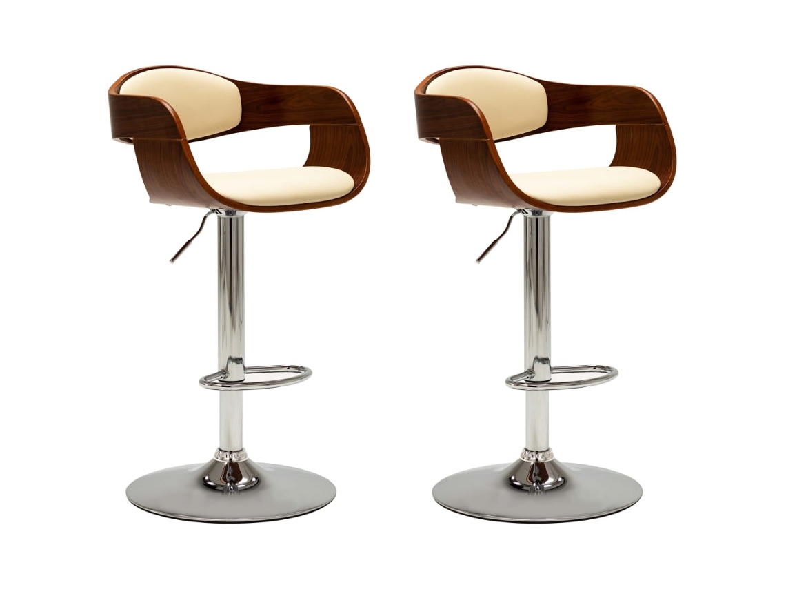 Conjunto 2 Cadeira de bar VIDAXL Creme Couro Artificial (49.5x50.5x108 cm)